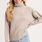Turtleneck Fuzzy Knit Sweater Beige