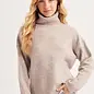 Turtleneck Fuzzy Knit Sweater Beige