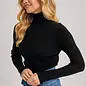 Wholegarment Mock Neck Ribbed Knit Top Black