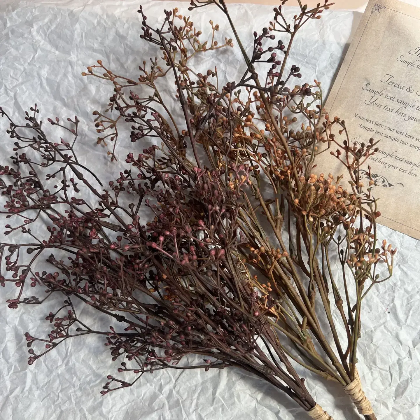 22''t Faux Seeded Baby's Breath Bunch, Autumn Color Fillers Mixture