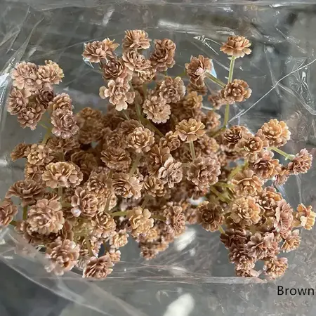 24''t Soft Touch Realistic Babysbreath Stem in Autumn Color Brown