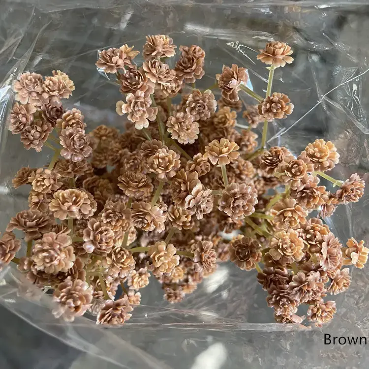 24''t Soft Touch Realistic Babysbreath Stem in Autumn Color Brown