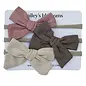 3-piece Linen Cotton Nylon Headband Set - Dusty Pink, Taupe, Sand