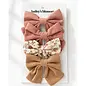 4-Piece Bow Clip Set - Cottage Rose