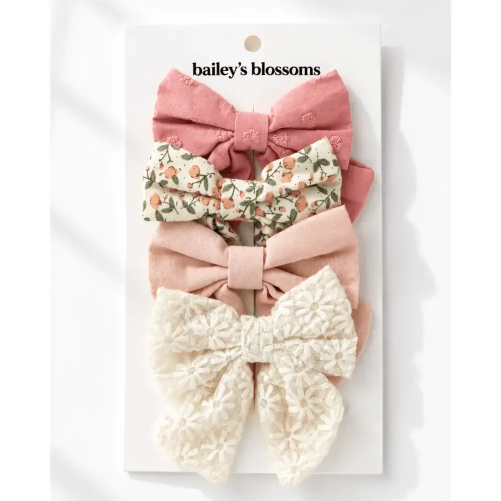 4-Piece Bow Clip Set - Sweet Blossom