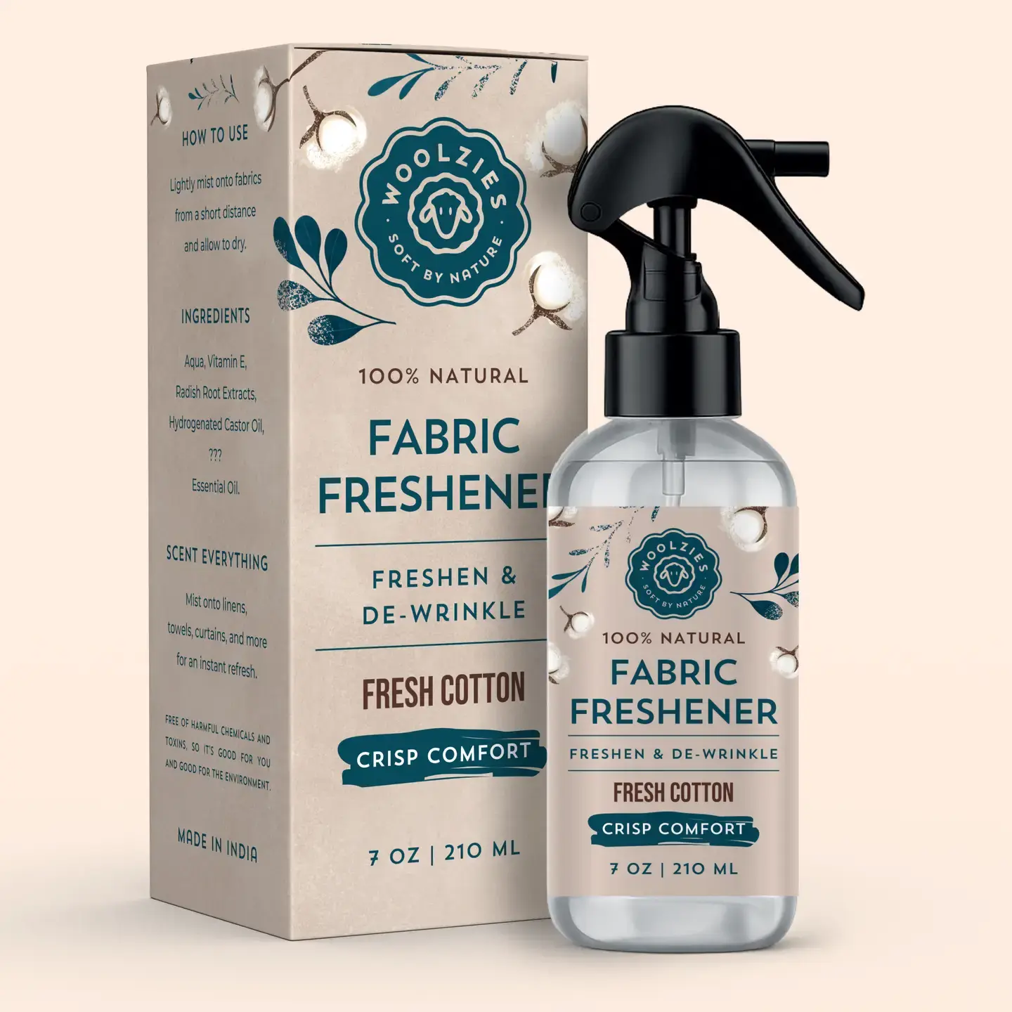 Fresh Cotton Fabric Freshener & Linen Spray –7 oz De-Wrinkle