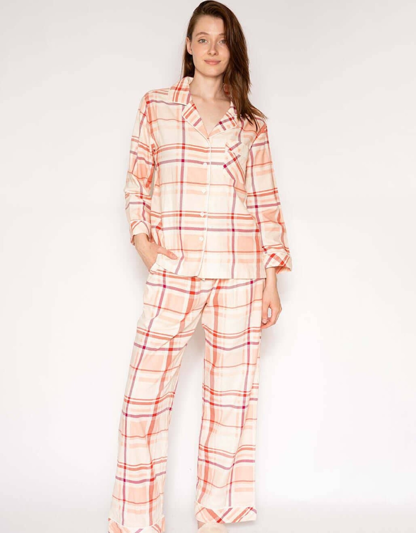 LATTELOVE Berry Plaid Flannel PJ Set