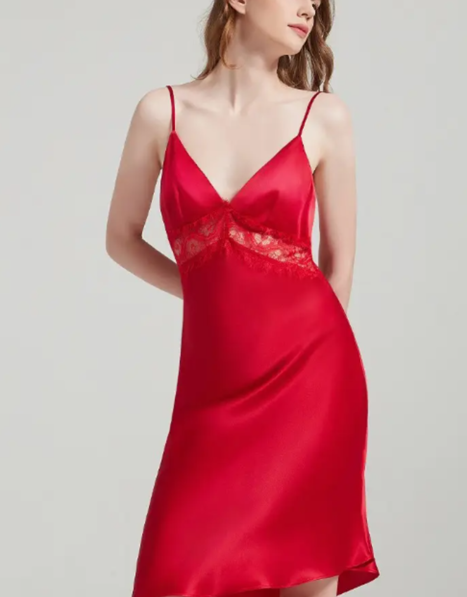SaySilk Silk and Lace Chemise