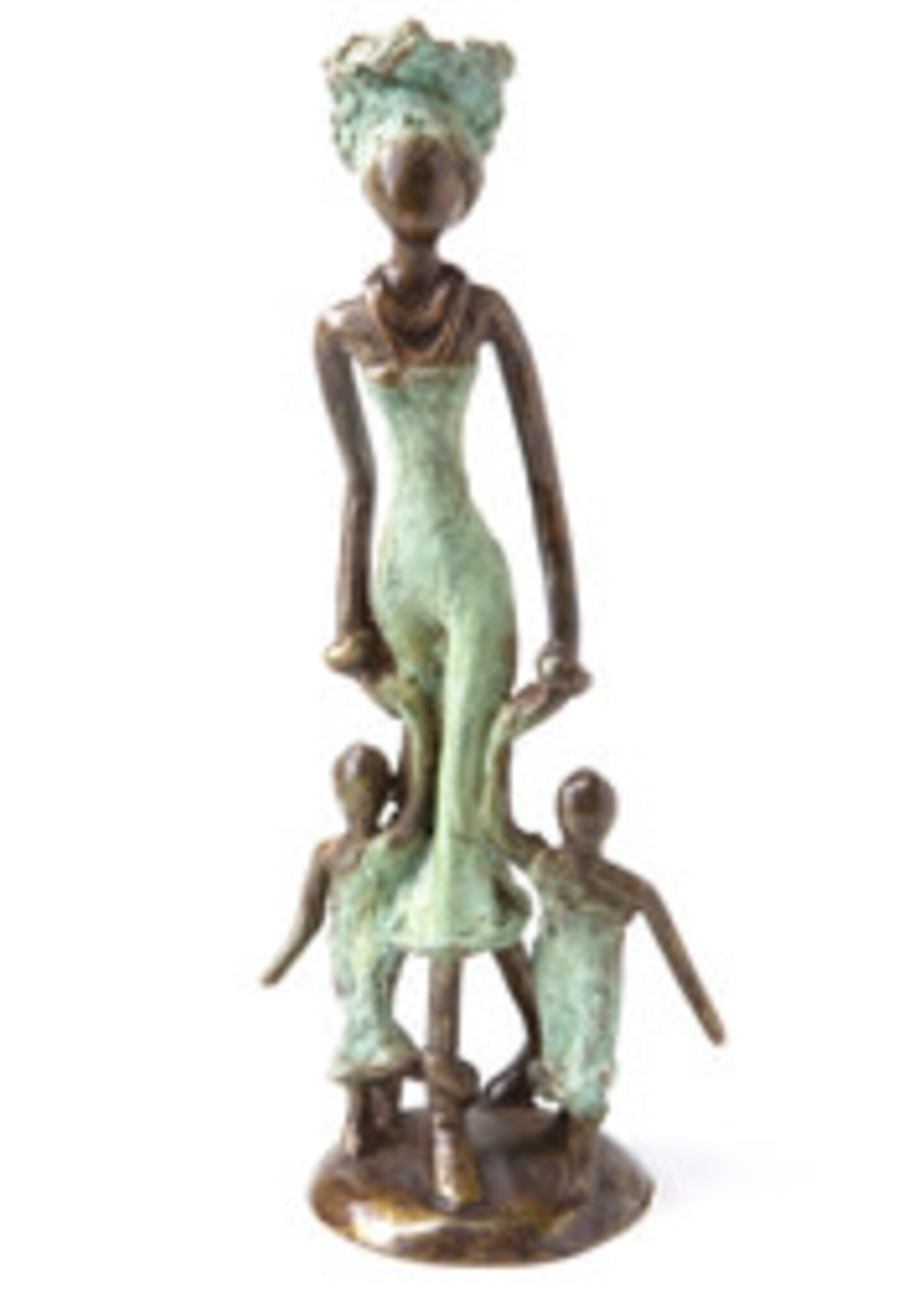 Bronze Sculpture - Mother & Children Walking