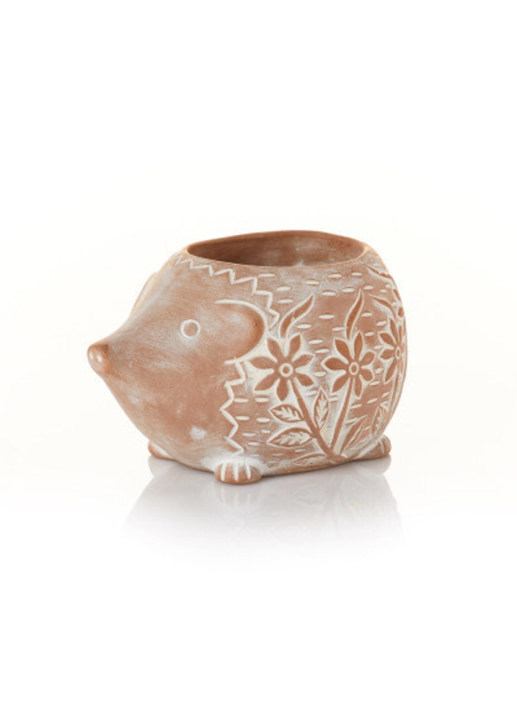 Planter - Terra Cotta Hedgehog Happy