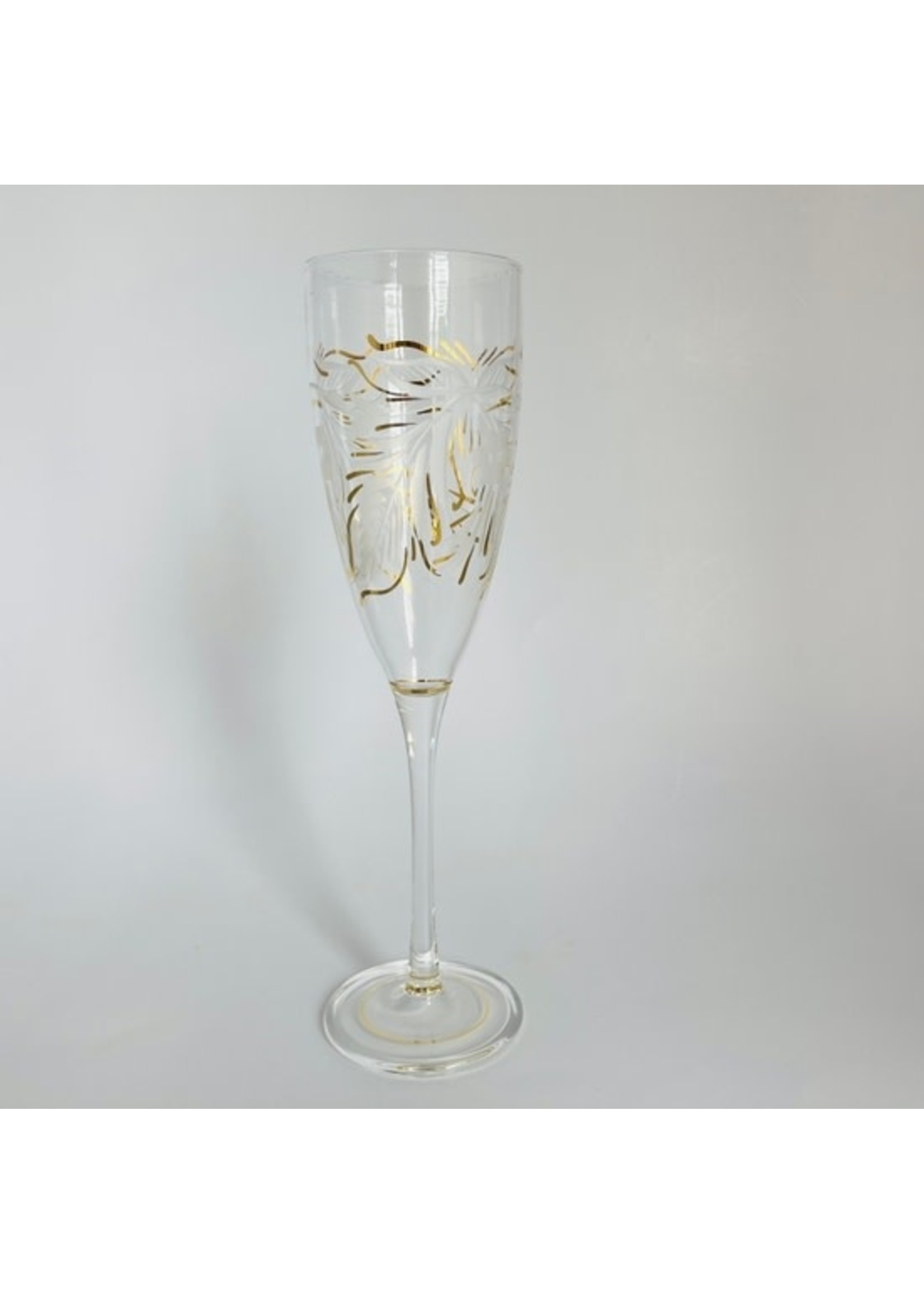 Champagne Flute - Blown Glass Delicate Flowers