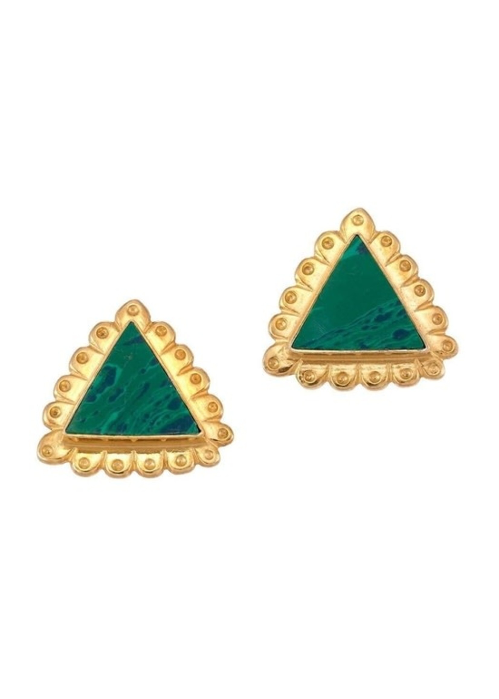 Earrings - Stud Cleopatra Green Malachite