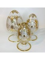 Tabletop Egg - Blown Glass Clear w/ Gold Detail