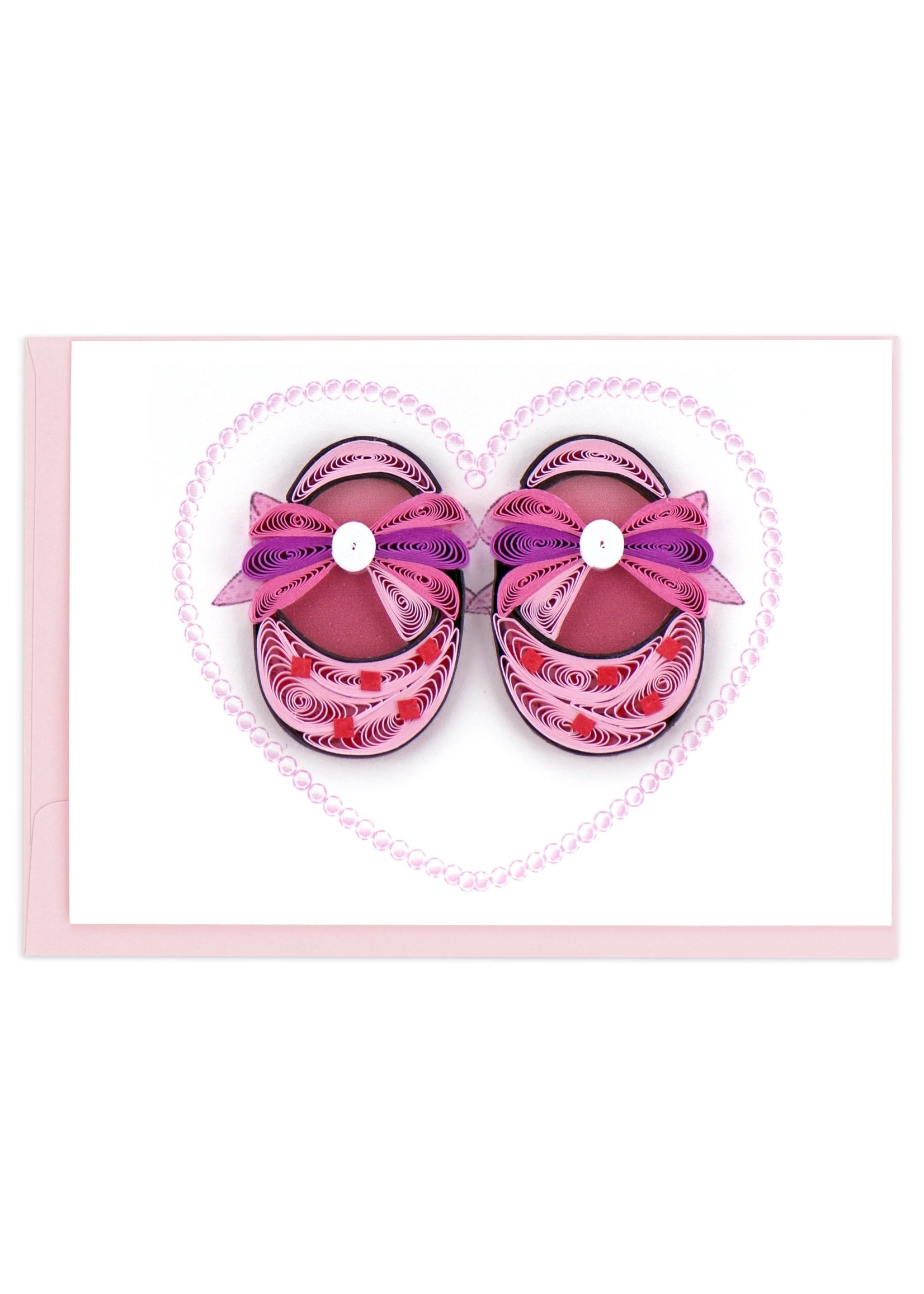Gift Enclosure - Quilled Pink Baby Booties