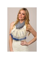 Scarf - Sheela Chiffon Blue & Cream