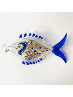 Ornament - Blown Glass Fish Dotted Blue