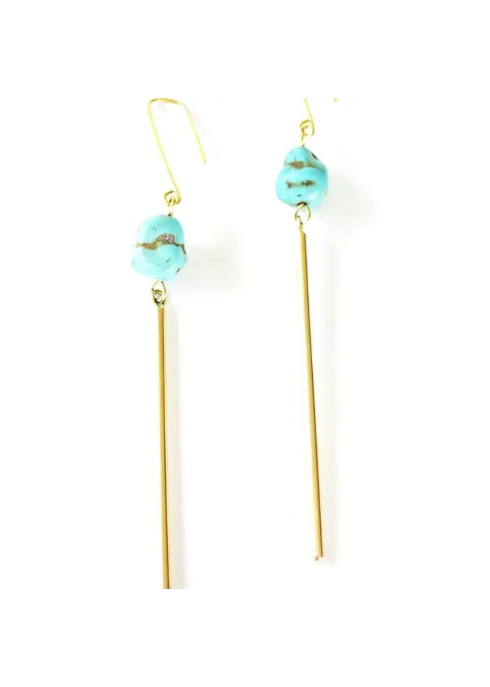 Earrings -House of Cindimini Brass and Turquoise Exponent