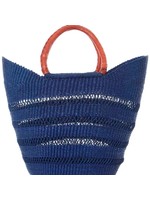 Basket- Navy Blue Lacework Wing w/ Leather Handles