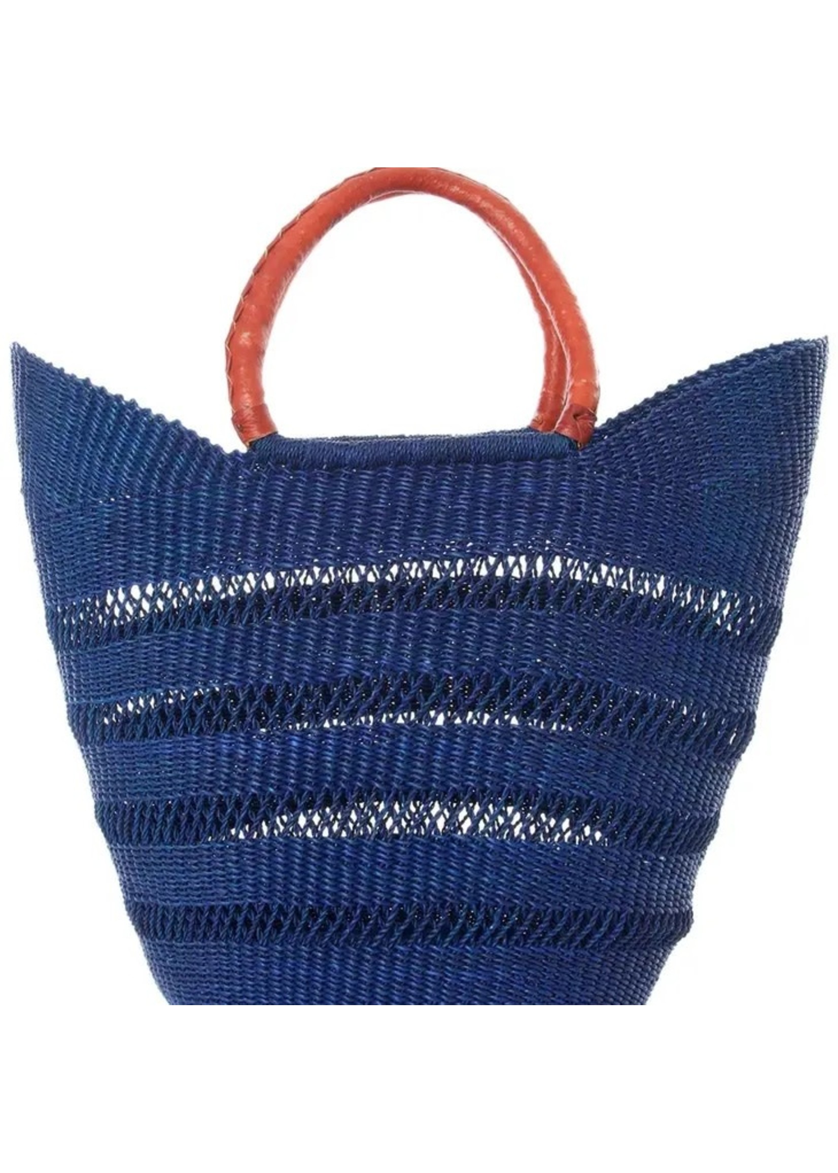 Basket- Navy Blue Lacework Wing w/ Leather Handles