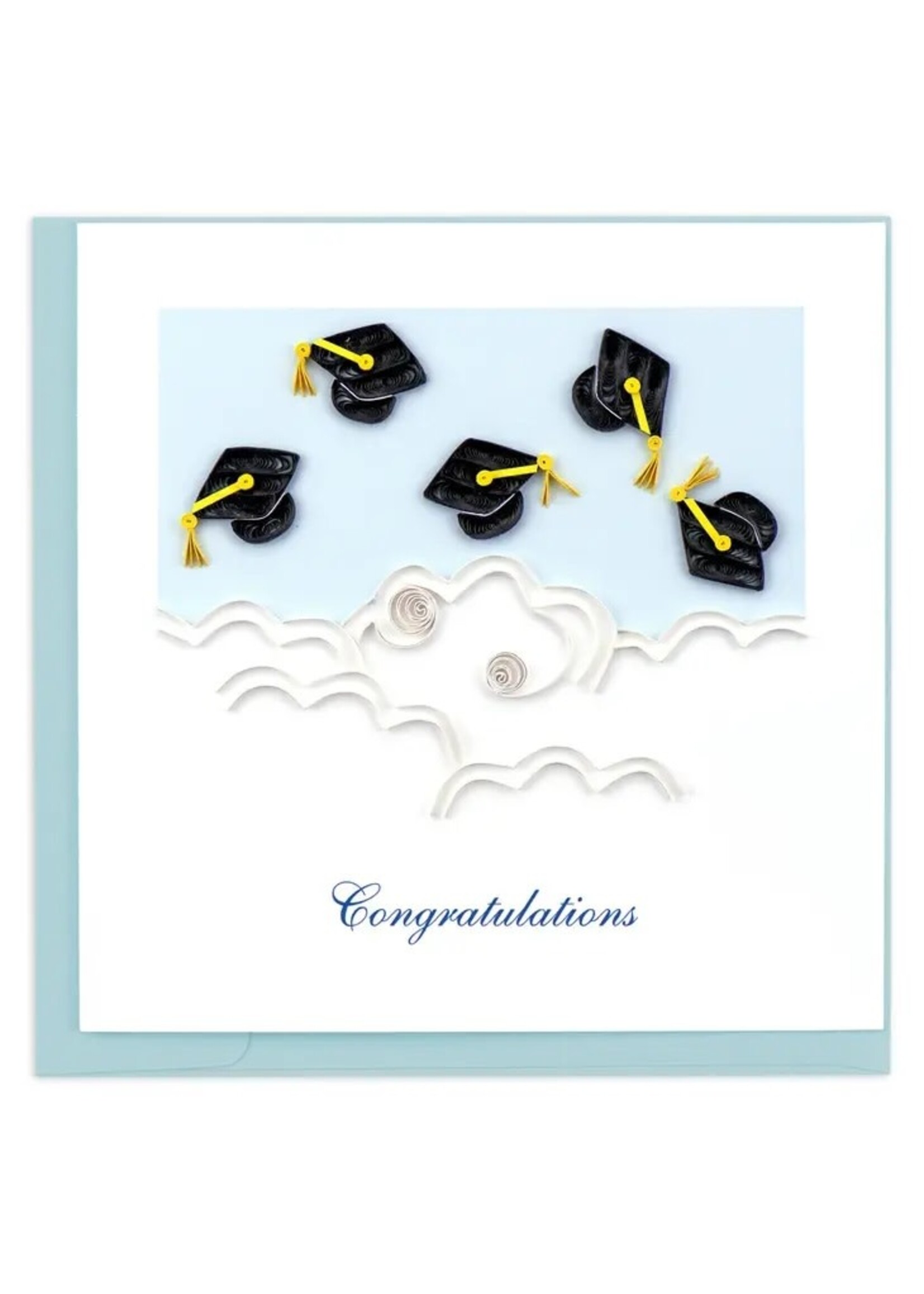 Quilled Card - Flying Graduation Caps