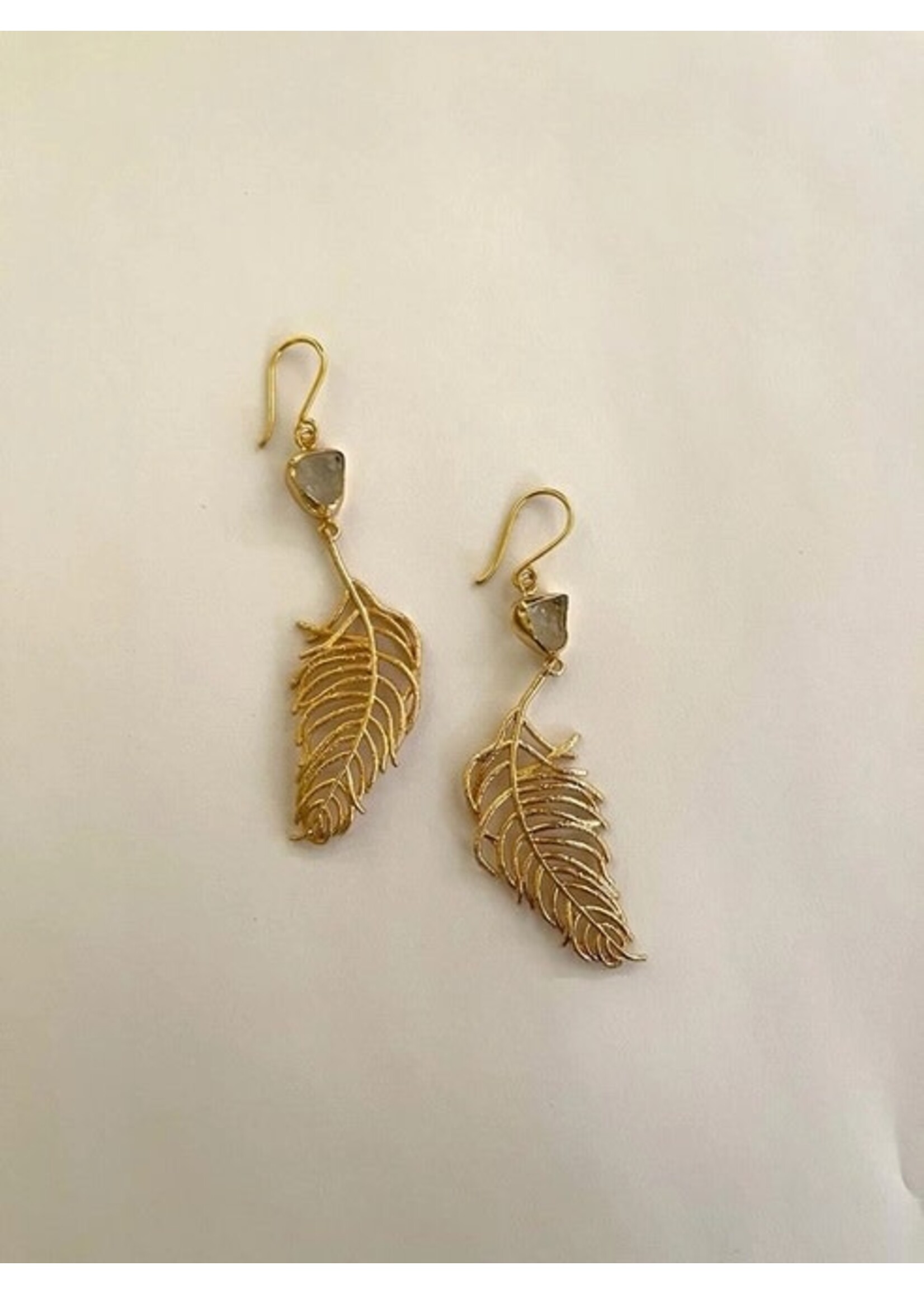 Earrings- Gold Feather Statement