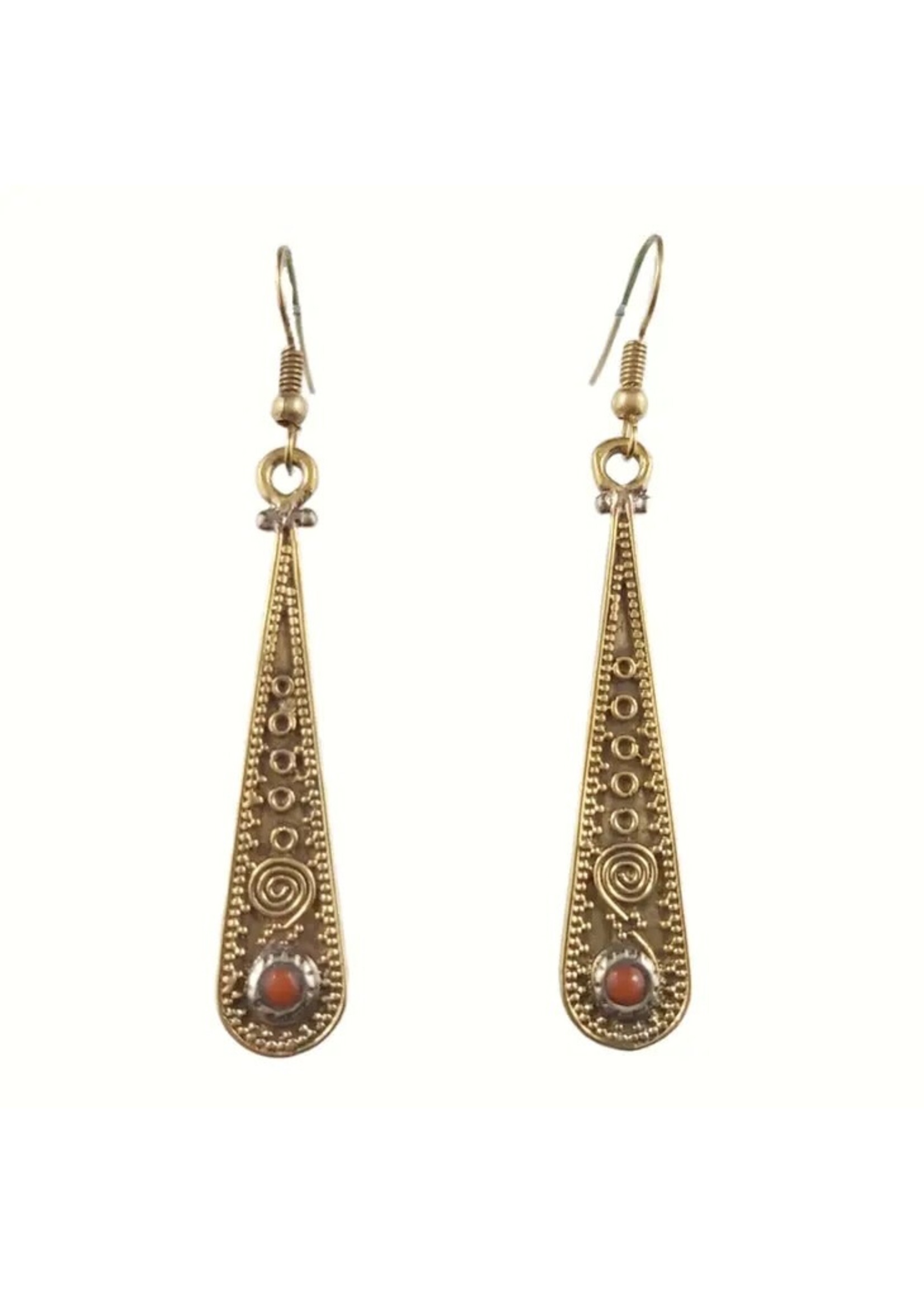 Earrings- Brass Drop Coral