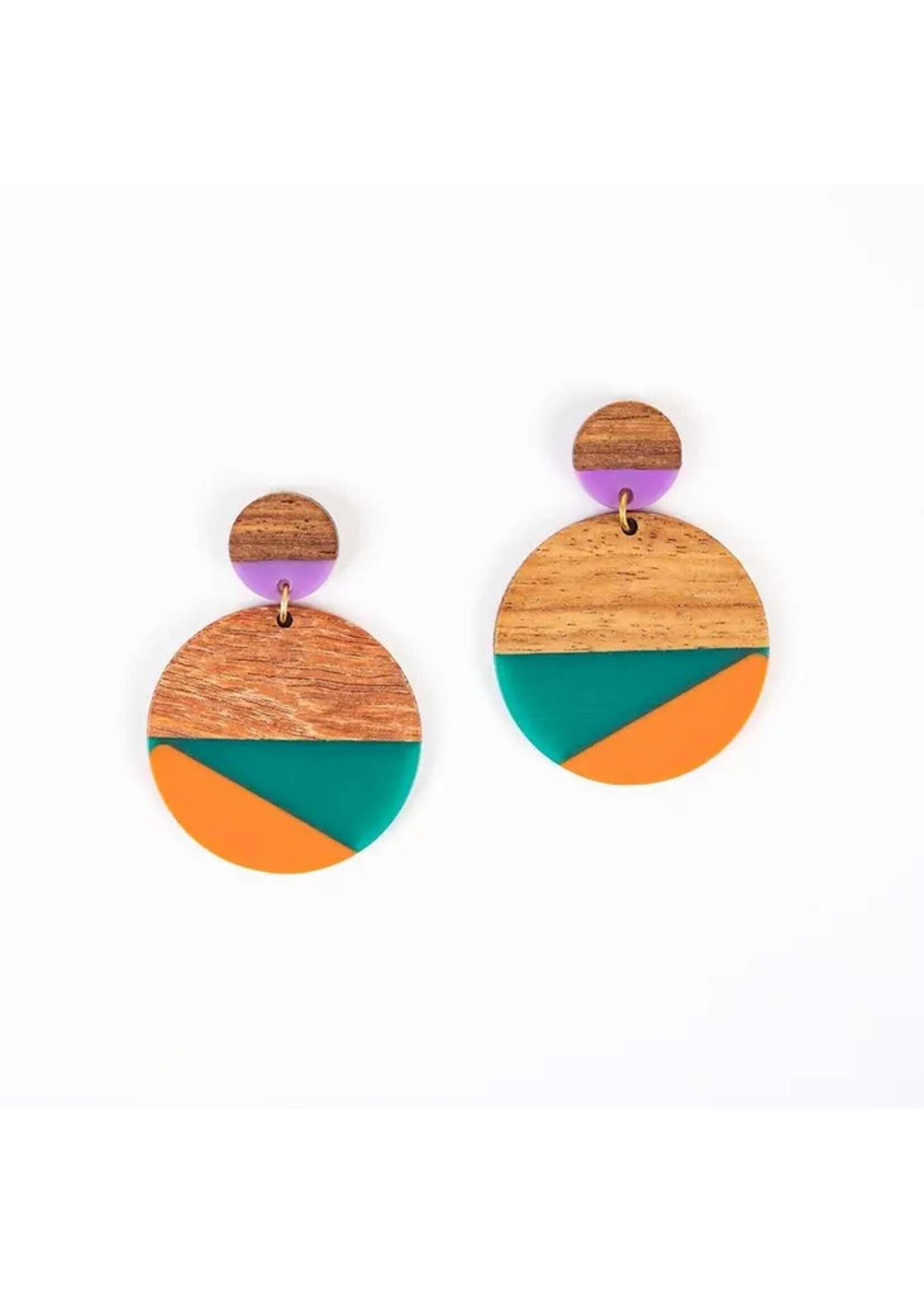 Earrings - Post Geo Drop Orange/Green
