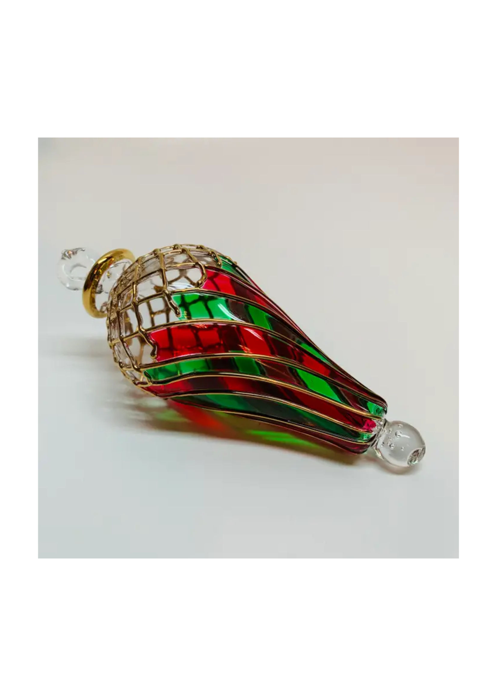 Ornament - Blown Glass Swirl Green & Red