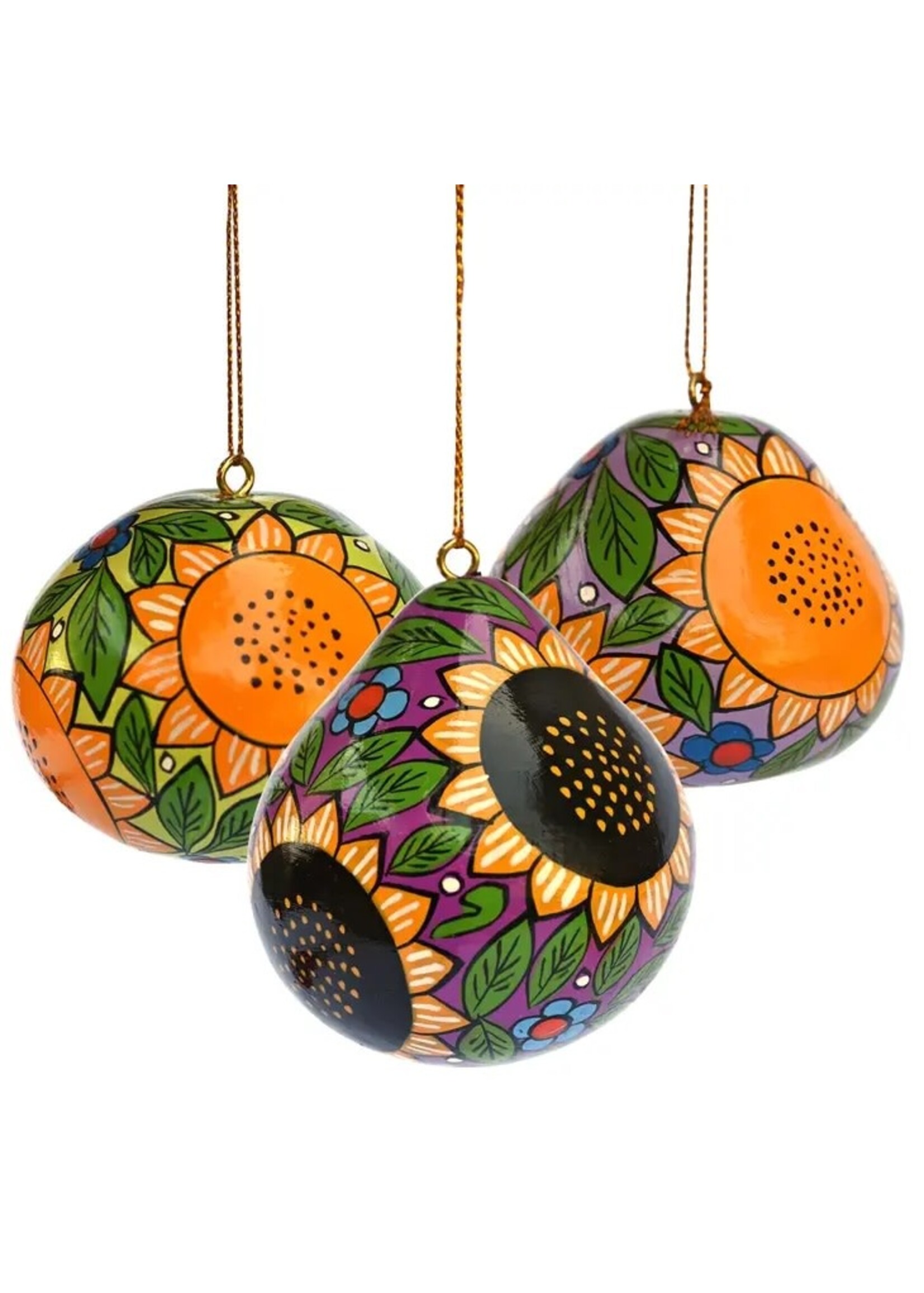 Ornament - Painted Gourd Sunflowers
