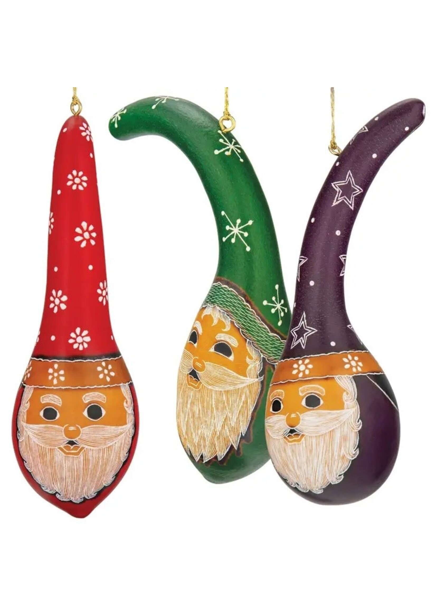 Ornament - Gourd Santa Tall Hat Assorted