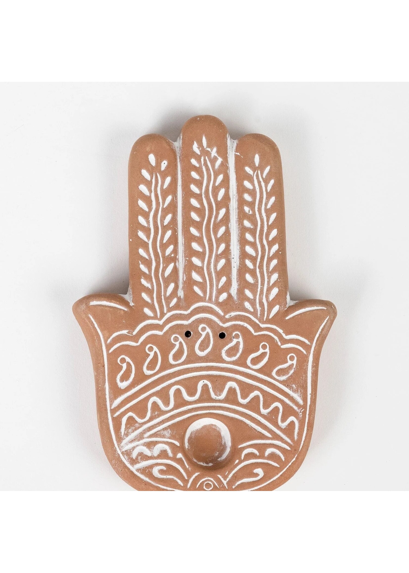 Incense Holder - Terracotta Hamsa