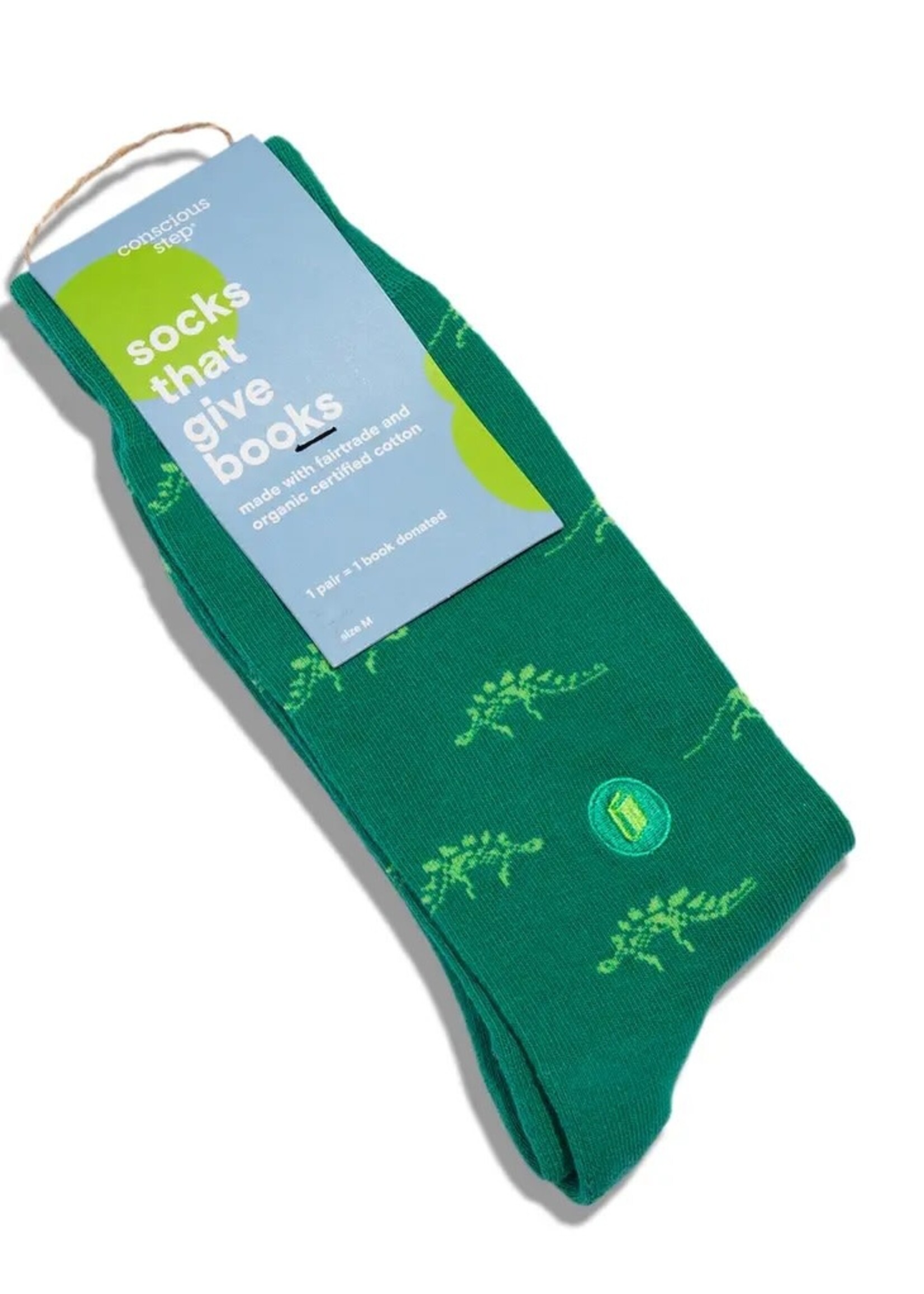 Socks - Give Books Green Dinosaurs