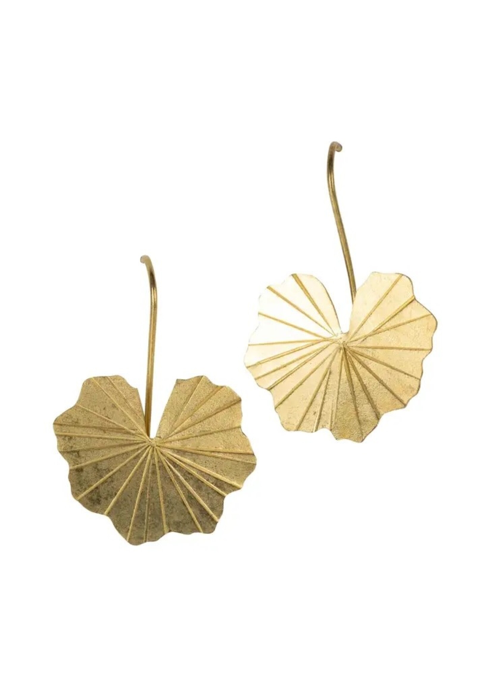 Earrings - Lotus Leaf Drop in Brass