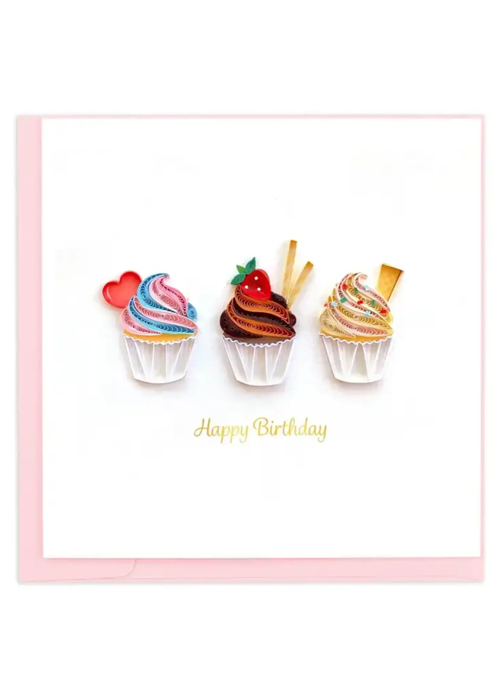 Quilled Card - Birthday Cupcake Trio