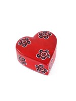 Soapstone Heart Box - Blooming Red