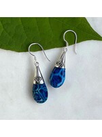 Earrings - Blue Coral Filigree Sterling Silver