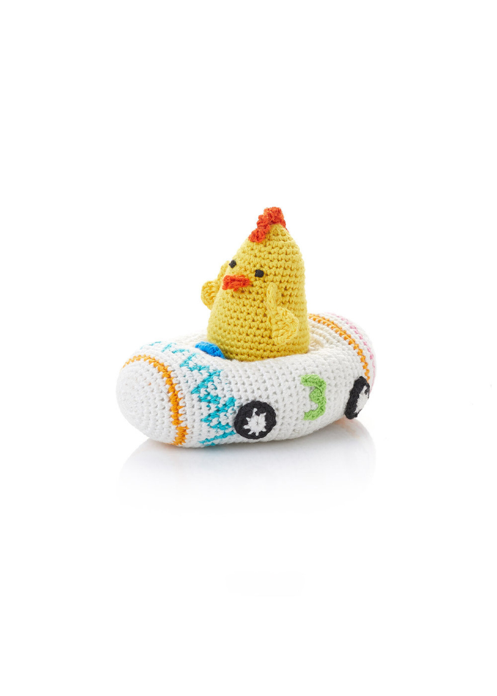 Plushie- Crocheted Racer Chicken #3