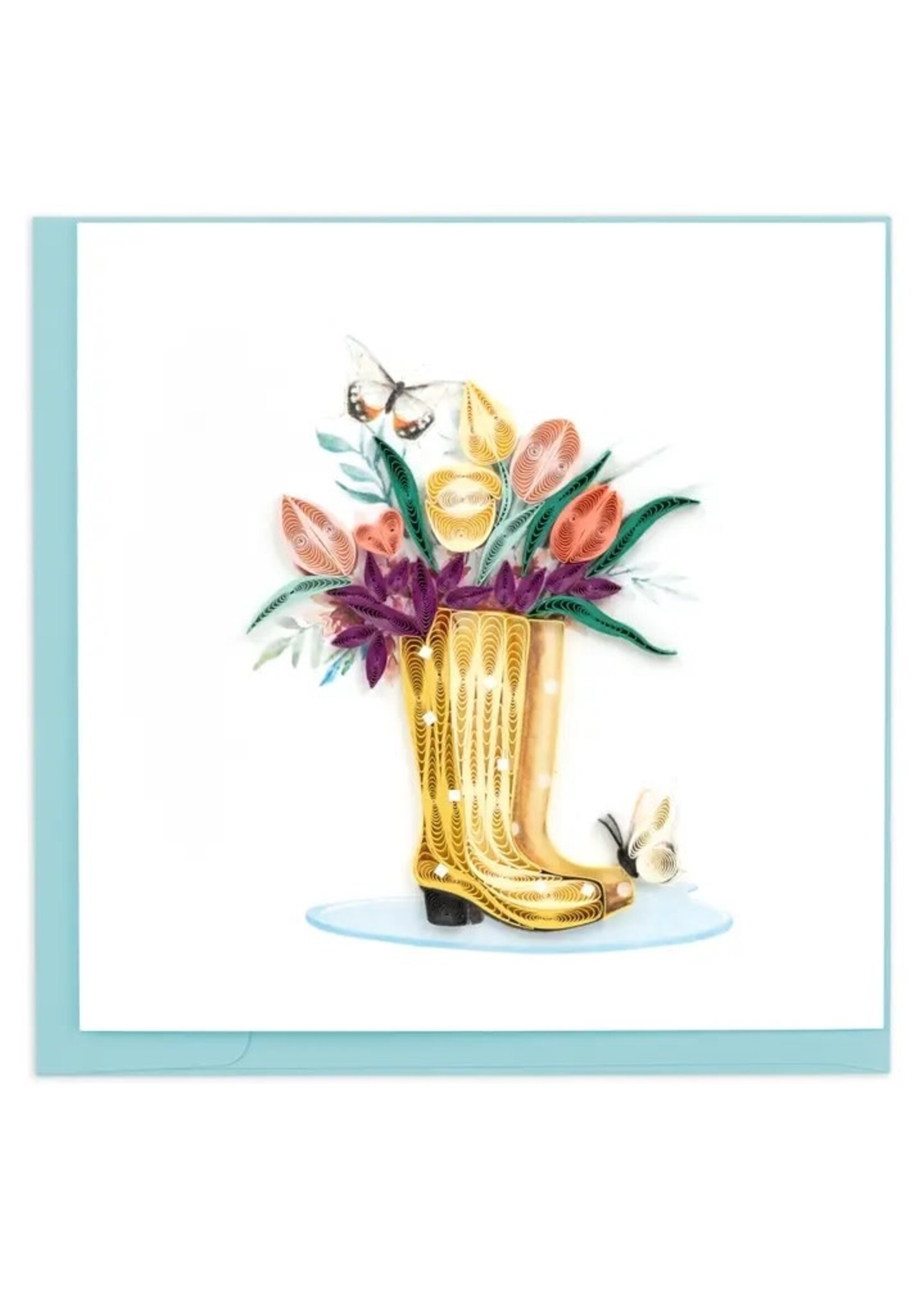 Quilled Card - Rain Boot Bouquet
