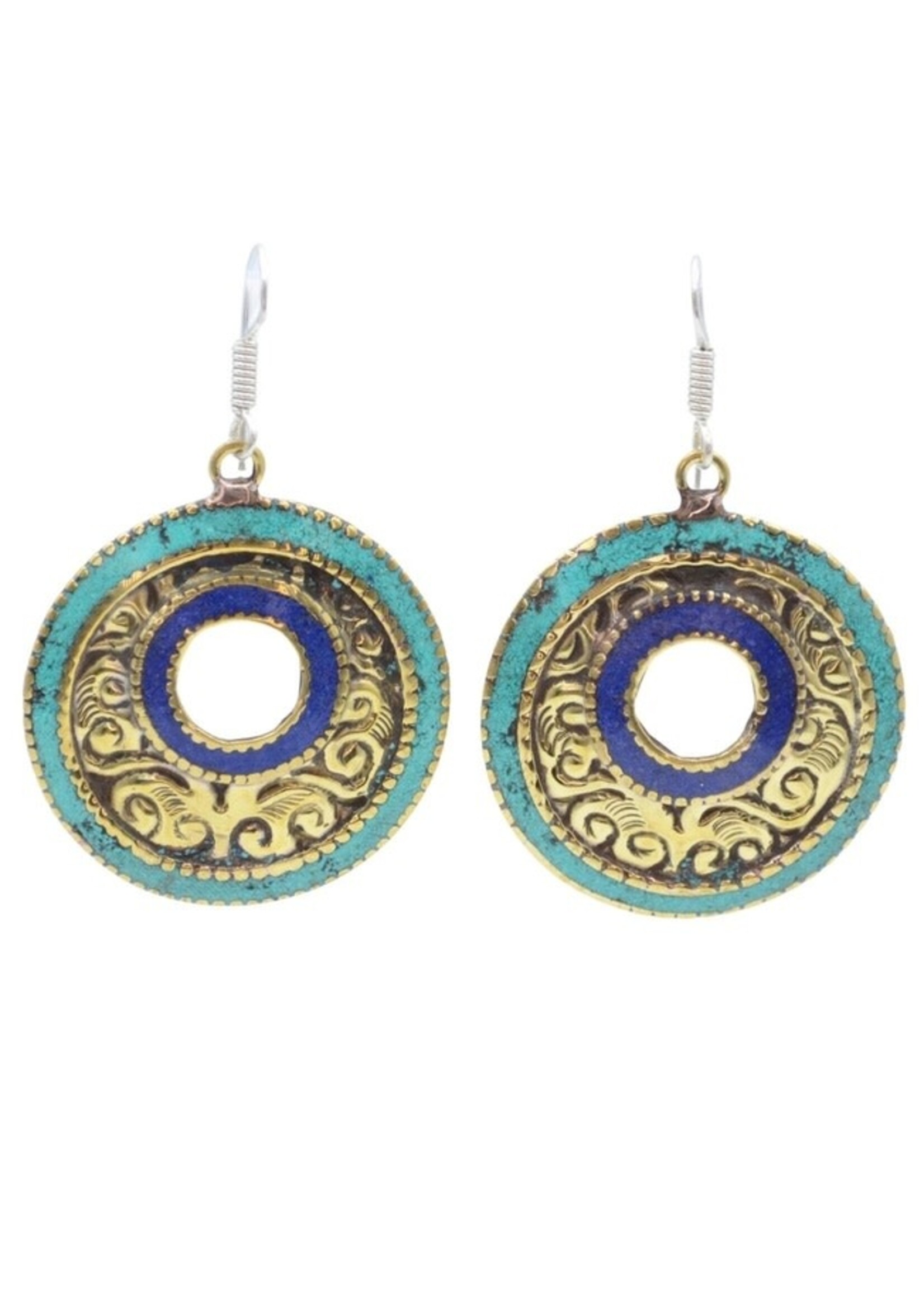 Earrings-  Brass Lapis Turquoise