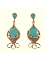 Earrings-  Brass Turquoise Petals