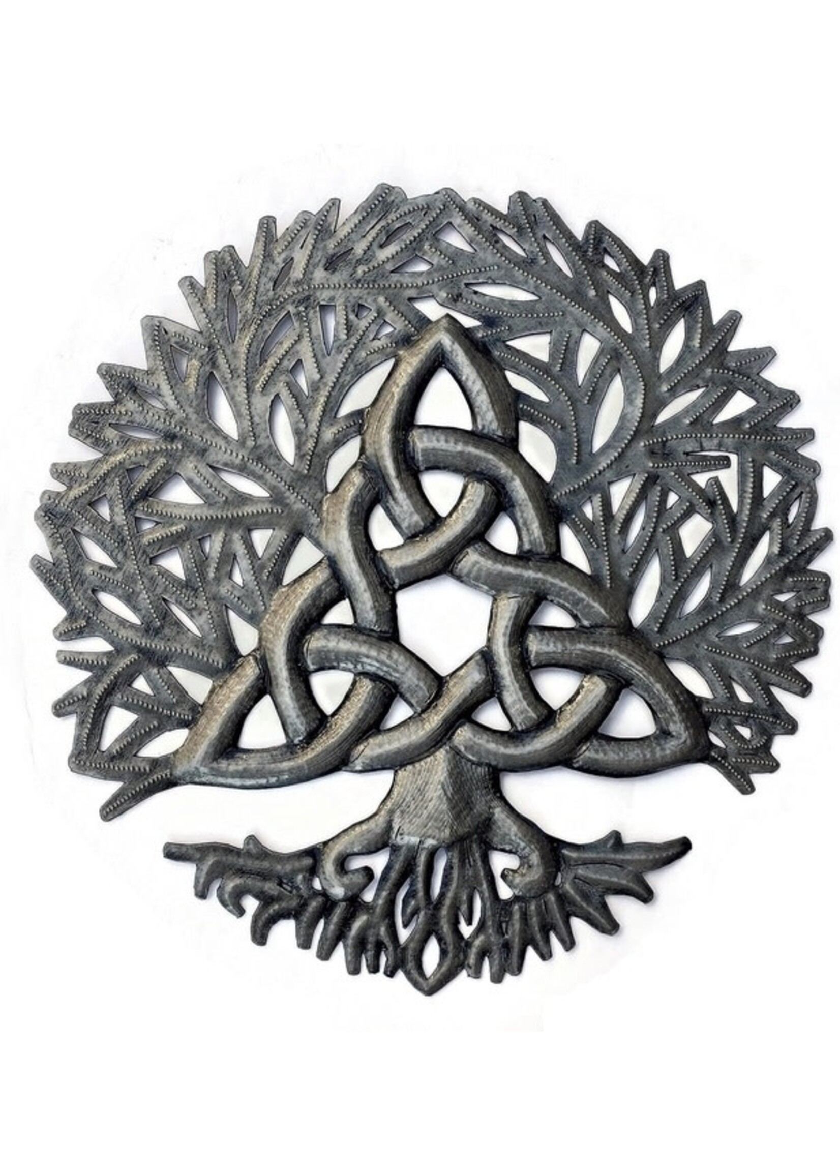 Metal Drum Wall Art - Celtic Knot Tree of Life 11"