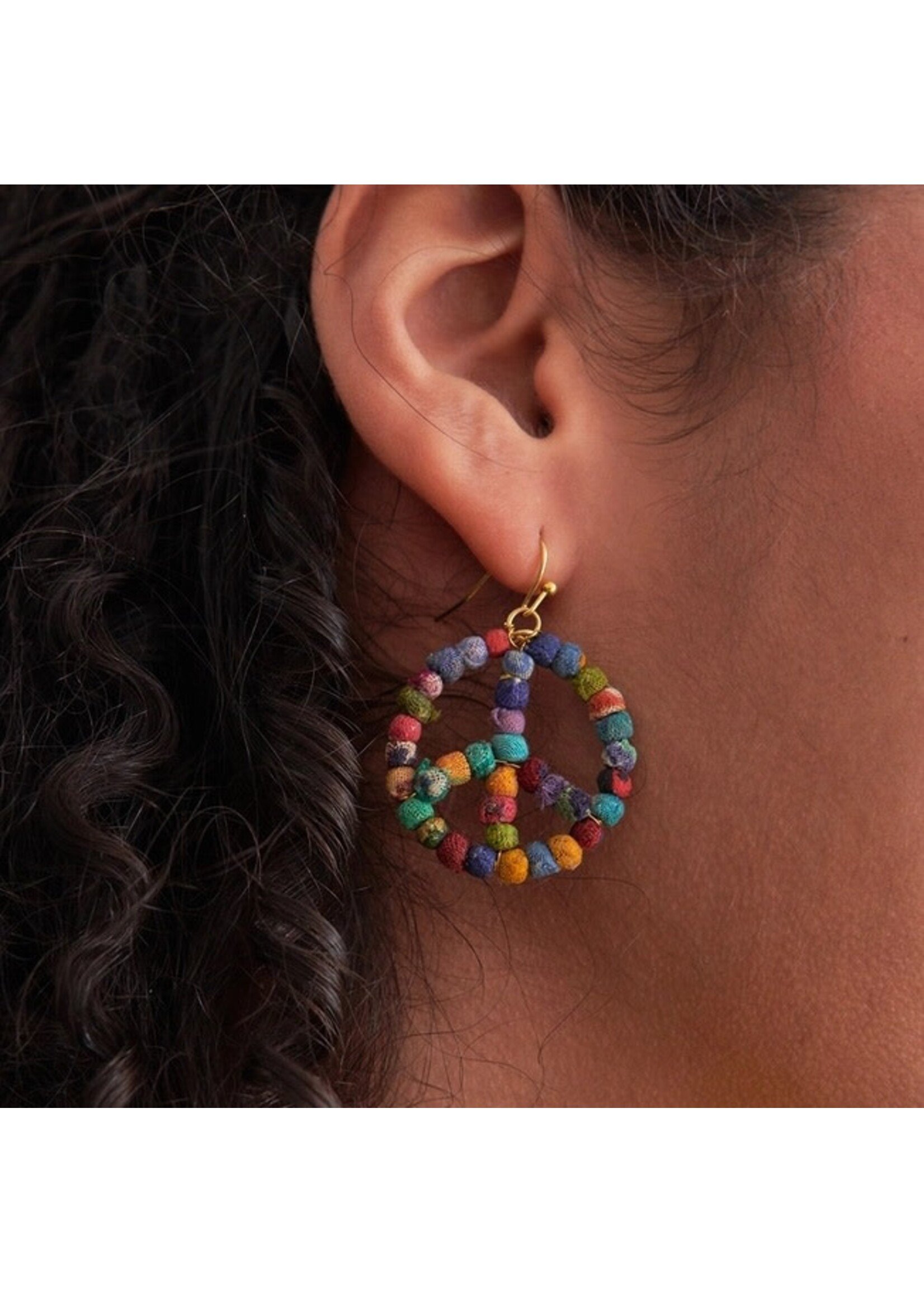 Earrings - Kantha Milieu Peace Symbols