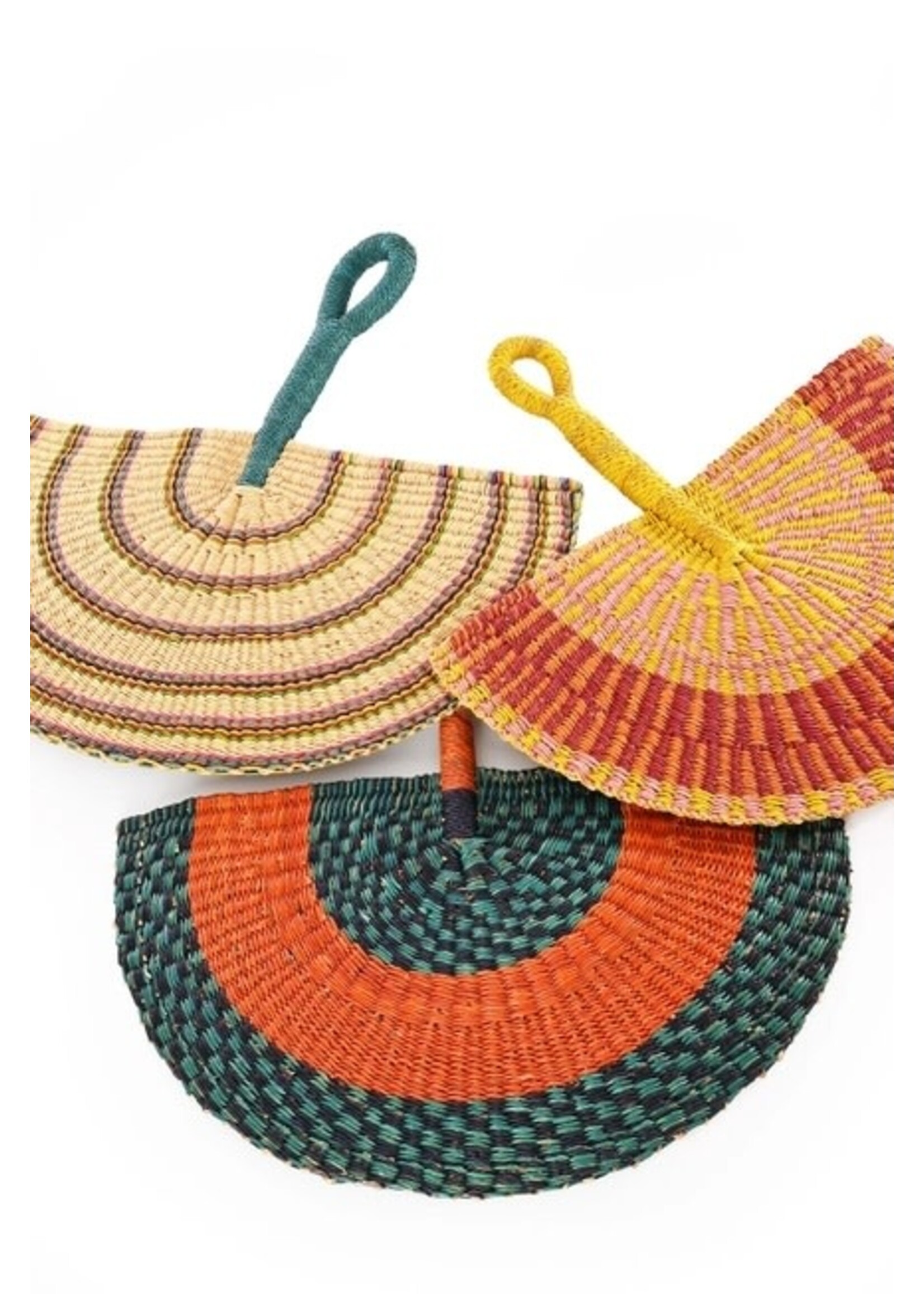 Hand Fan - Elephant Grass Half Moon Assorted