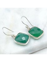 Earrings- Silver Simply Green Onyx