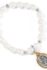 Guardian Angel Pearl Stretch Bracelet Silver-Gold OS