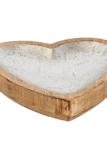 Creative Co-Op Silver Finish Wood Heart Tray