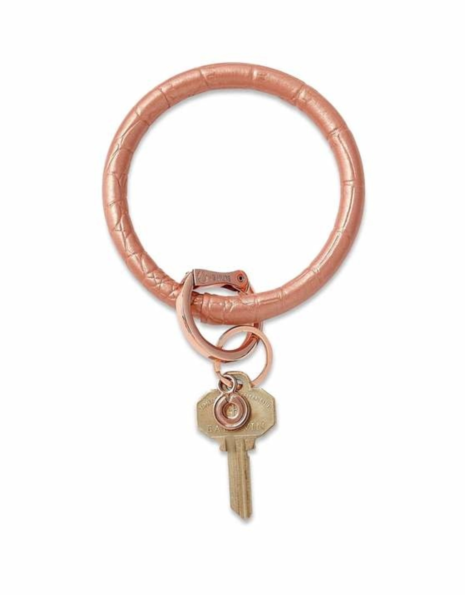 Big O Leather Key Ring - Pink Topaz Croc