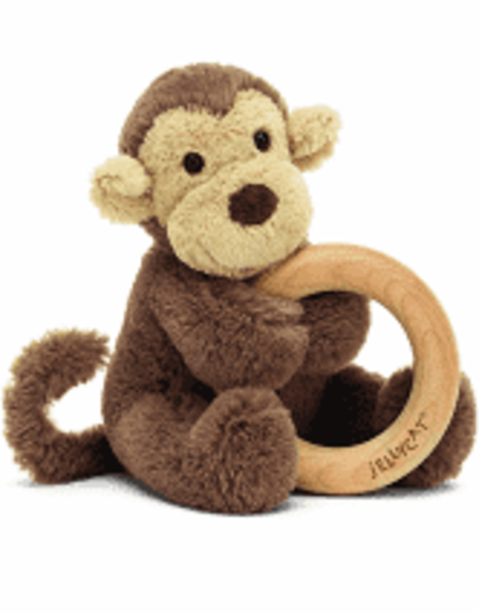 Jellycat Inc. Jellycat Bashful Monkey Wooden Ring Toy