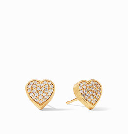 Julie Vos Julie Vos Heart Pave Stud Gold White CZ