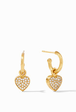 Julie Vos Julie Vos Heart Pave Demi Hoop & Charm Gold White CZ